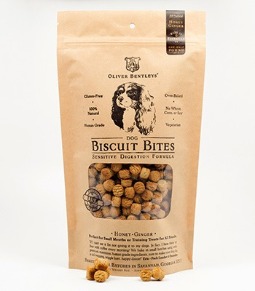 Ollie B. Biscuit Bites: Sensitive Digestion Formula Dog Treats, Honey-Ginger Flavor (Half Pound)